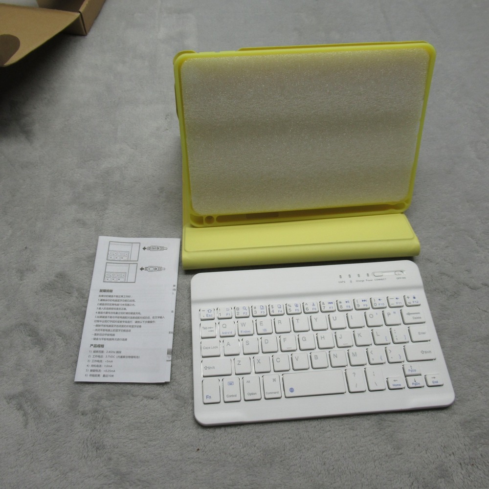 Keyboard &‎ Case Wireless Bluetooth for Tablet Yellow Micro USB NEW
